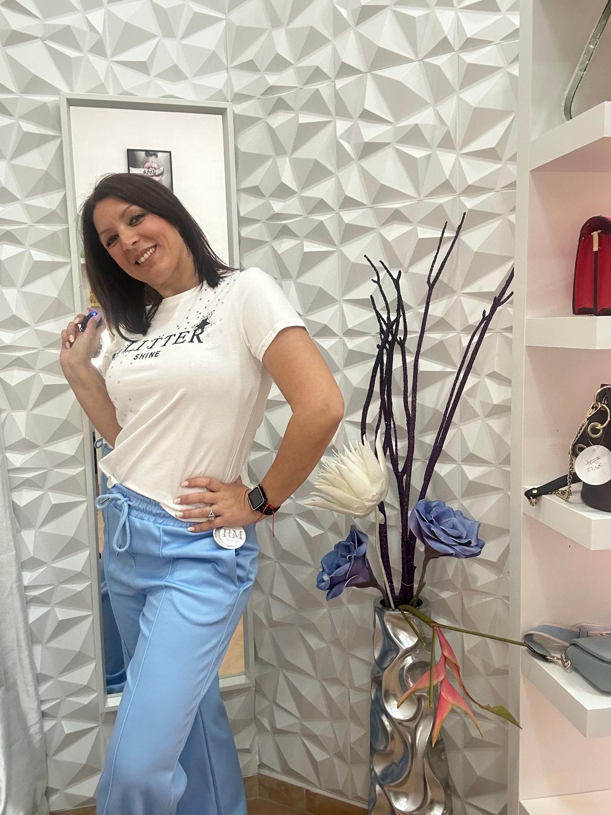 Pantalon jogger celeste