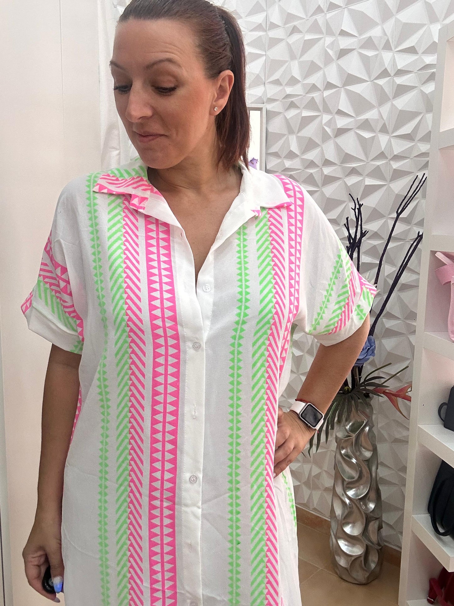 CAMISA FLUOR ROSA/VERDE
