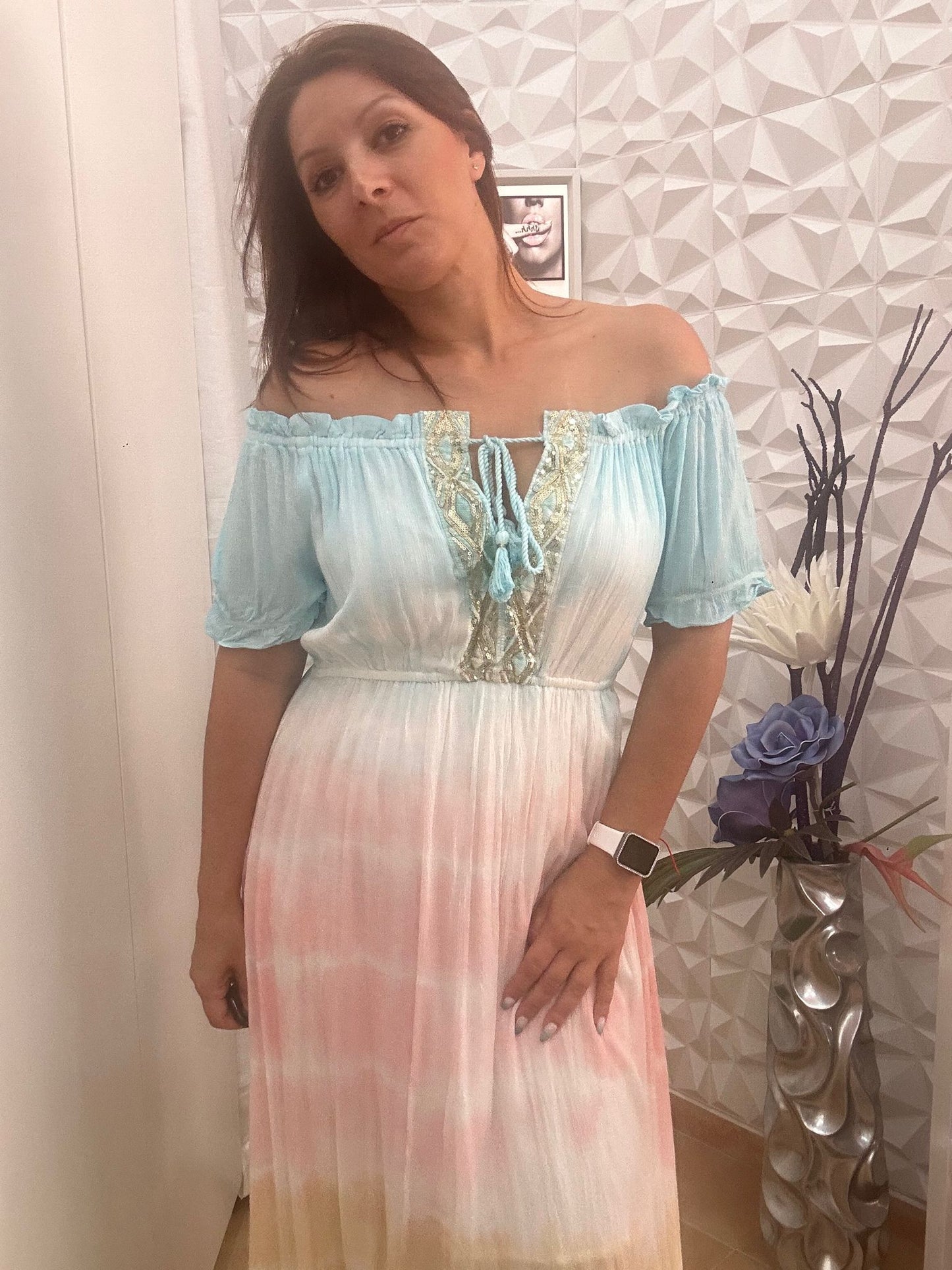 VESTIDO INDU CELESTE.
