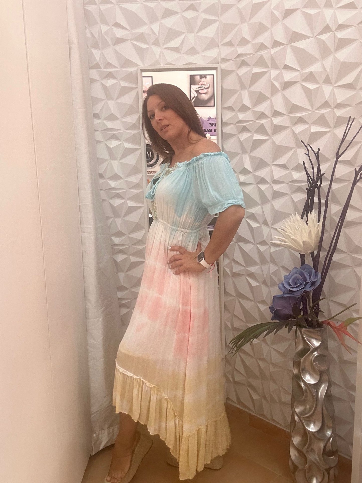 VESTIDO INDU CELESTE.