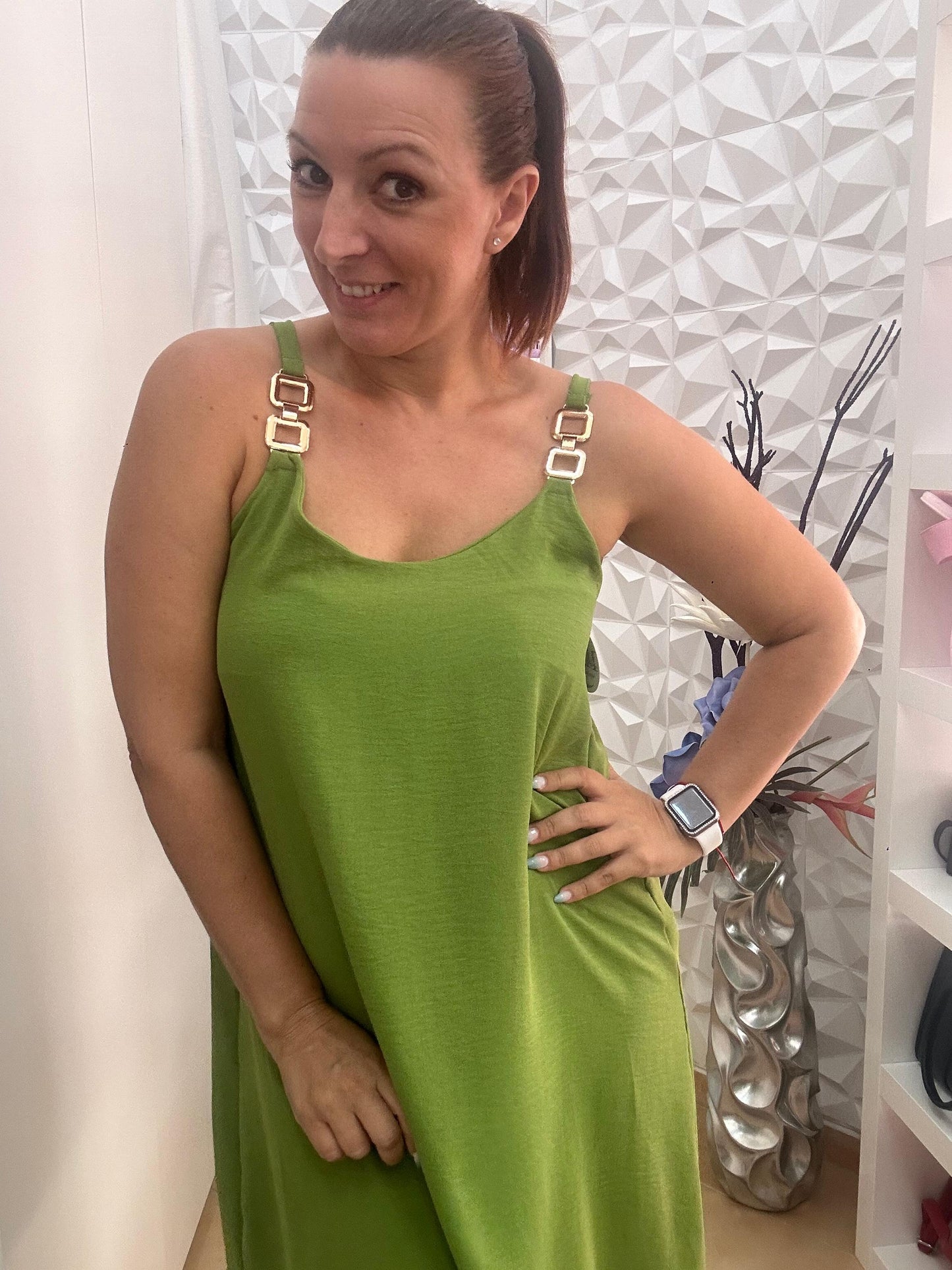 VESTIDO HEBILLA VERDE