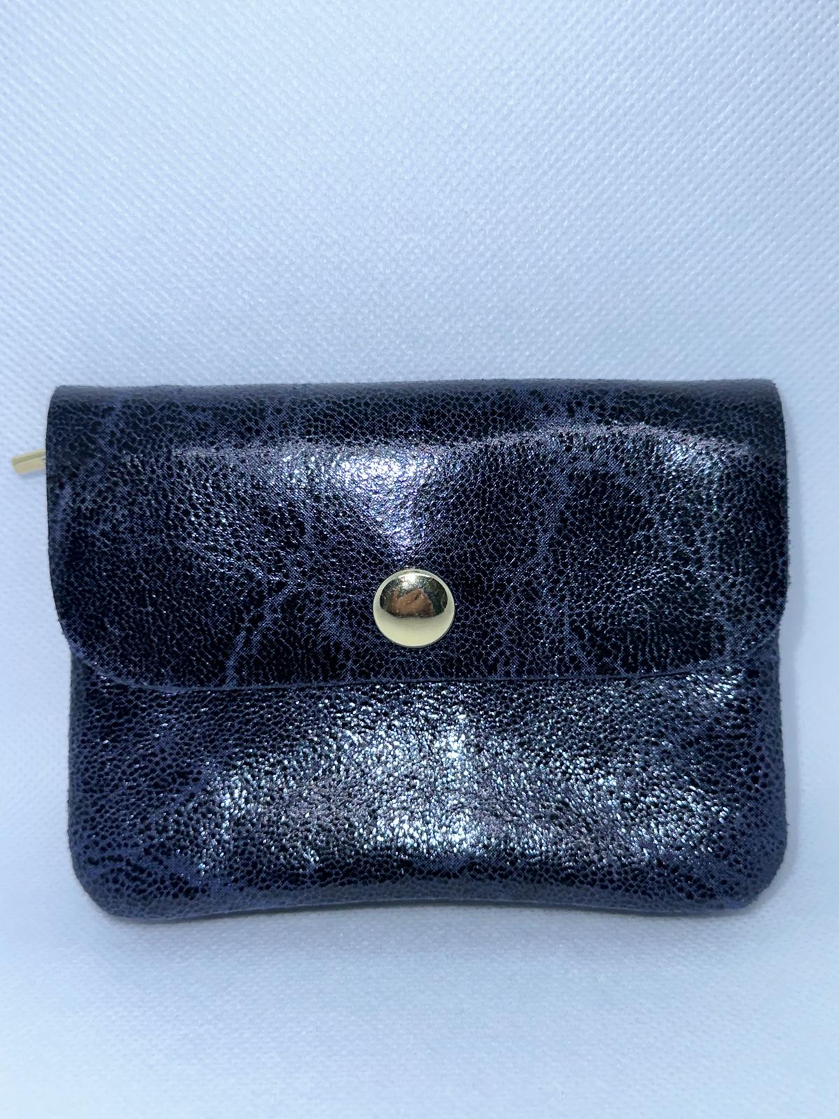 Monedero piel azul