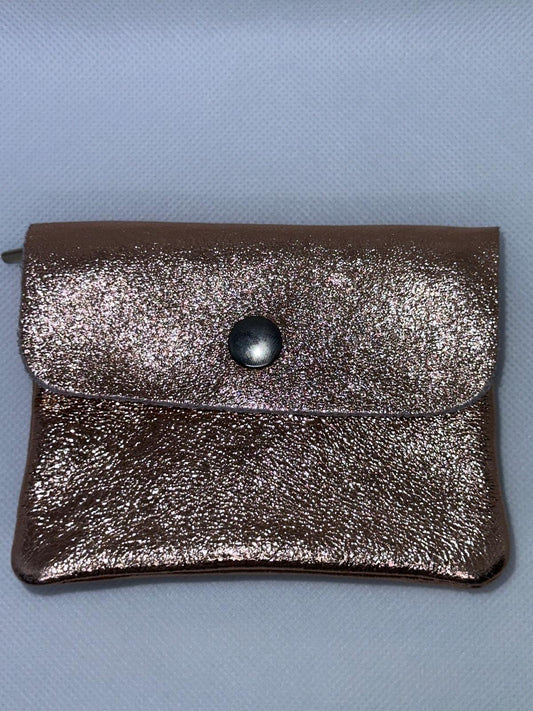 Cartera piel dorada