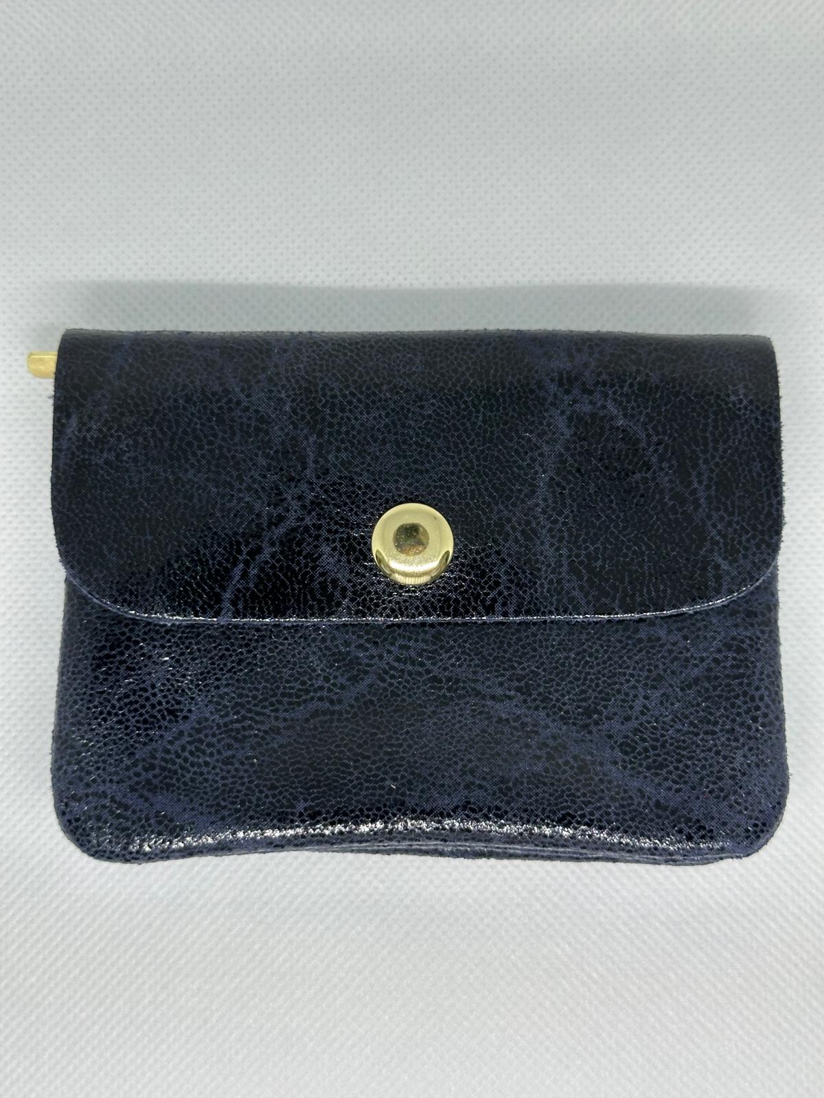 Monedero piel azul