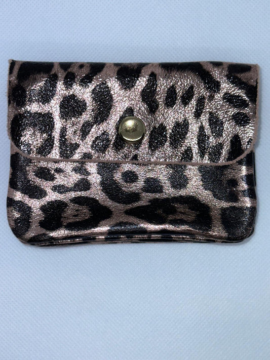 Cartera piel leopardo dorado