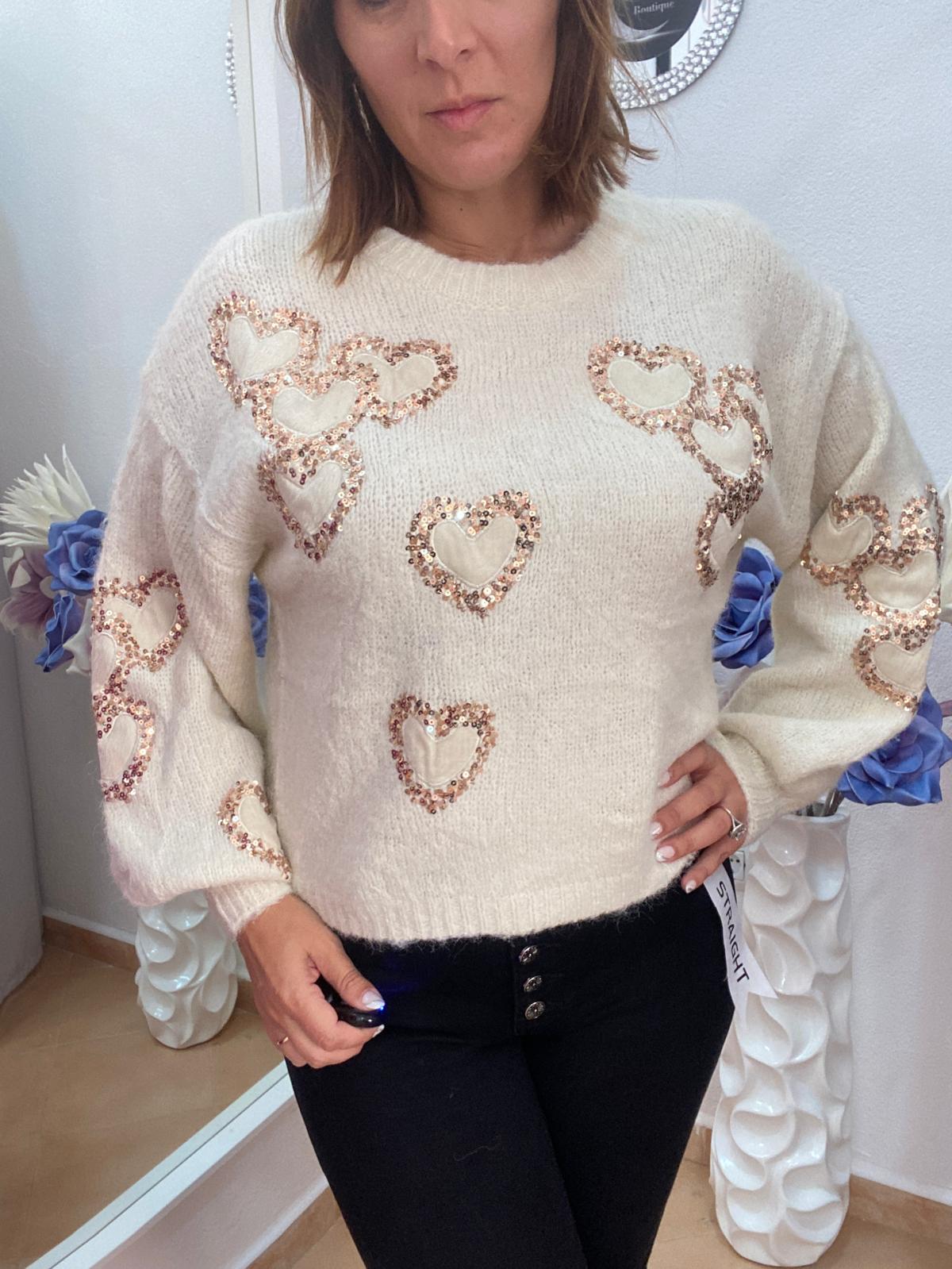 Jersey corazones Beige