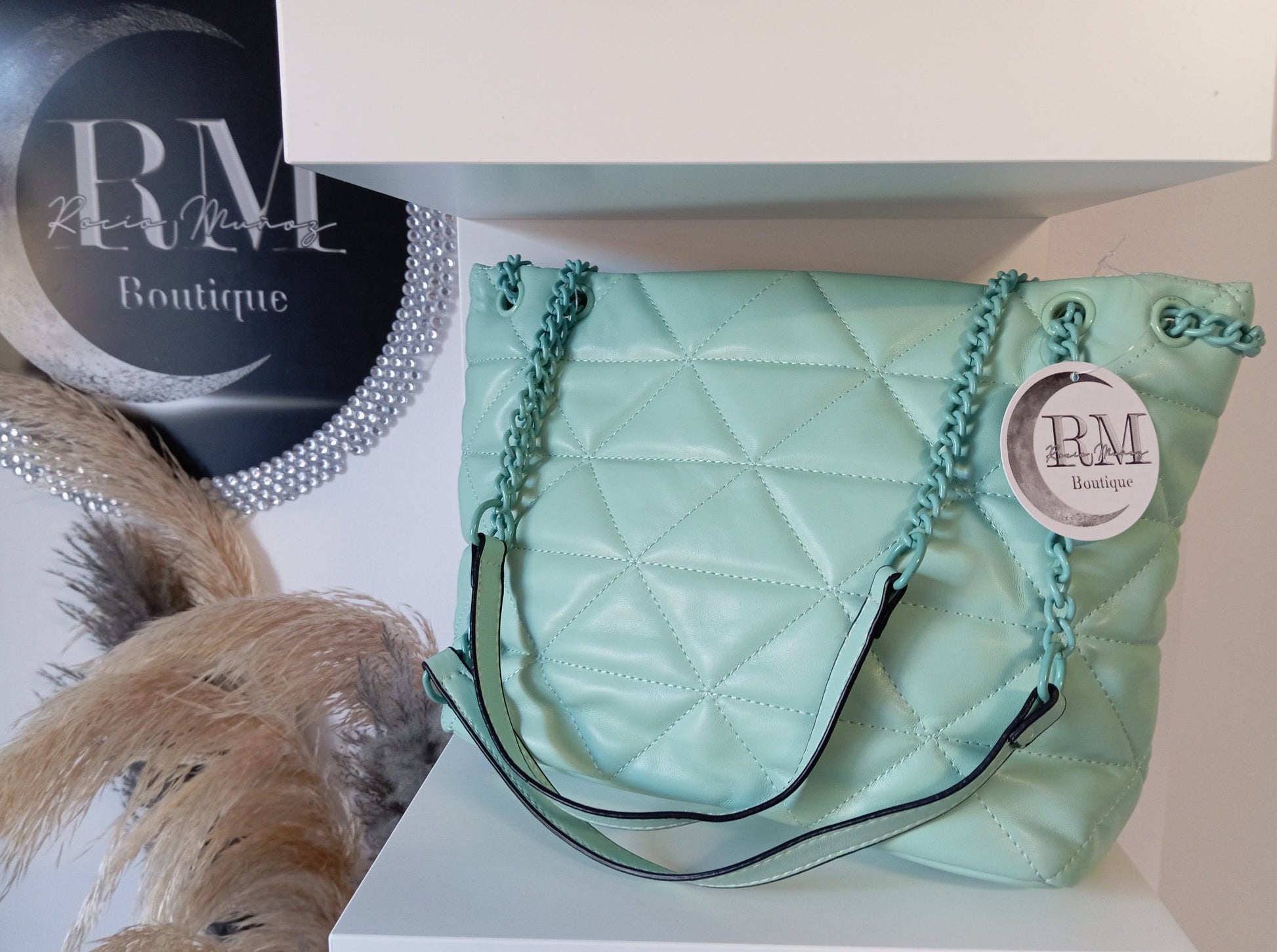 BOLSO DE HOMBRO VERDE AGUA - R.M. BOUTIQUE