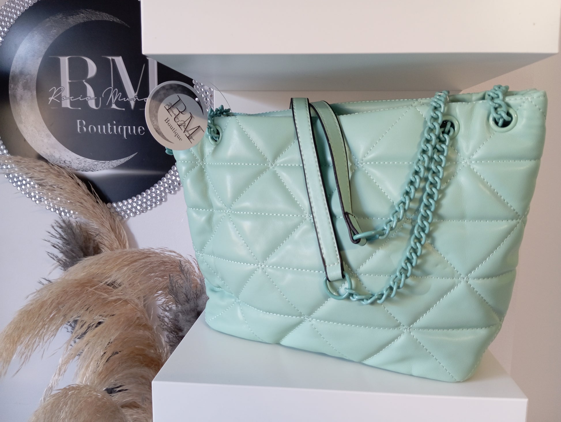 BOLSO DE HOMBRO VERDE AGUA - R.M. BOUTIQUE