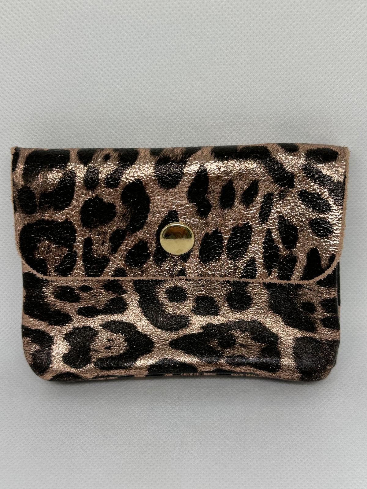 Cartera piel leopardo dorado