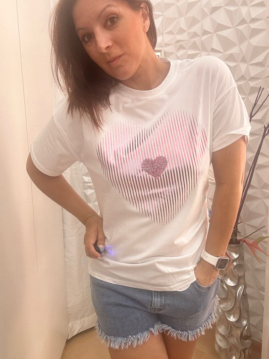CAMISETA CORAZON ROSA