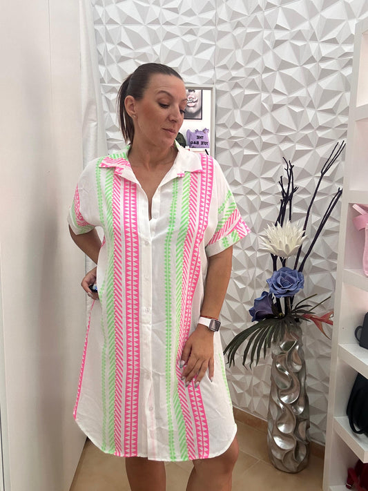 CAMISA FLUOR ROSA/VERDE