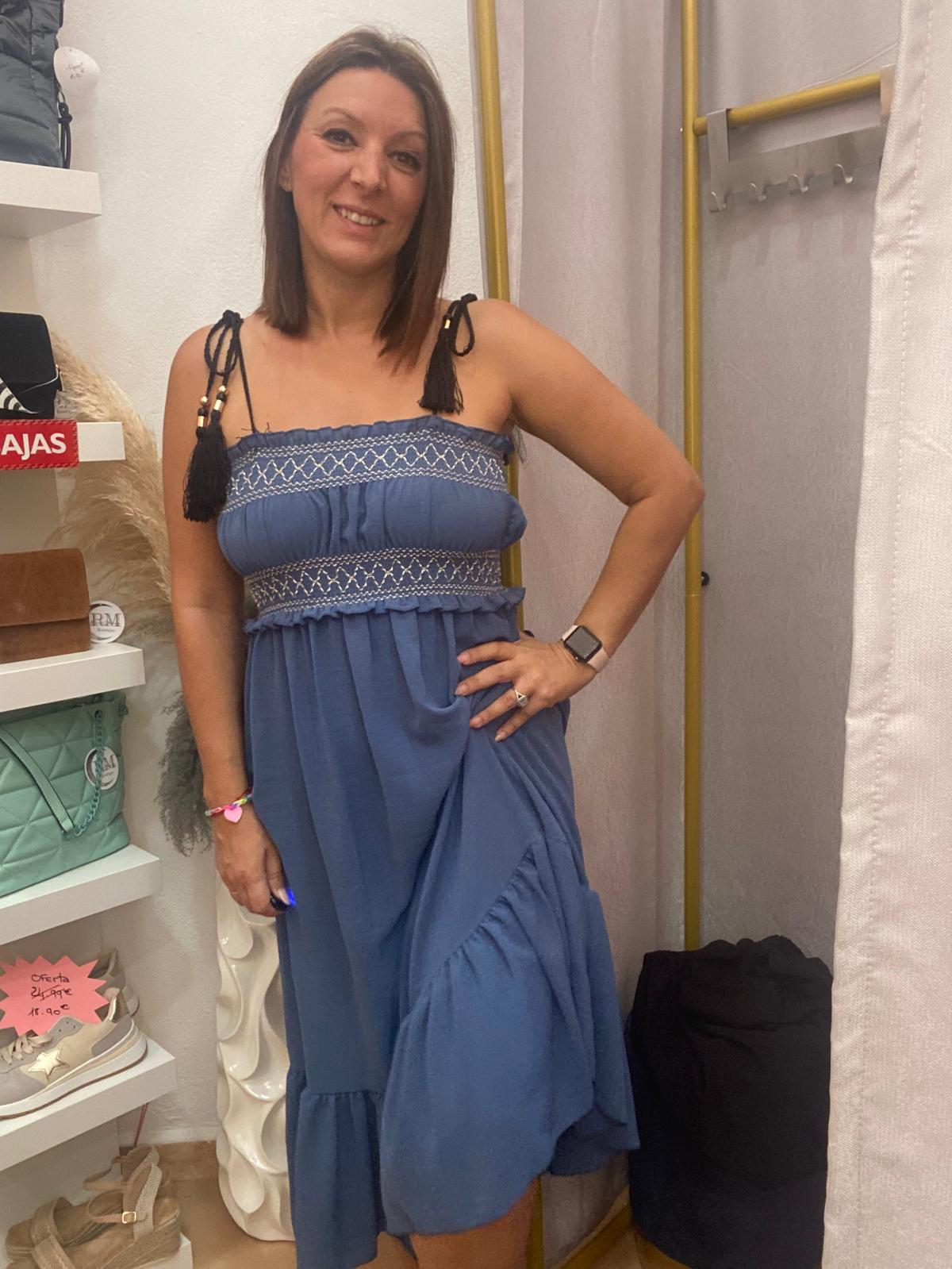 VESTIDO FRUNCIDO AZUL