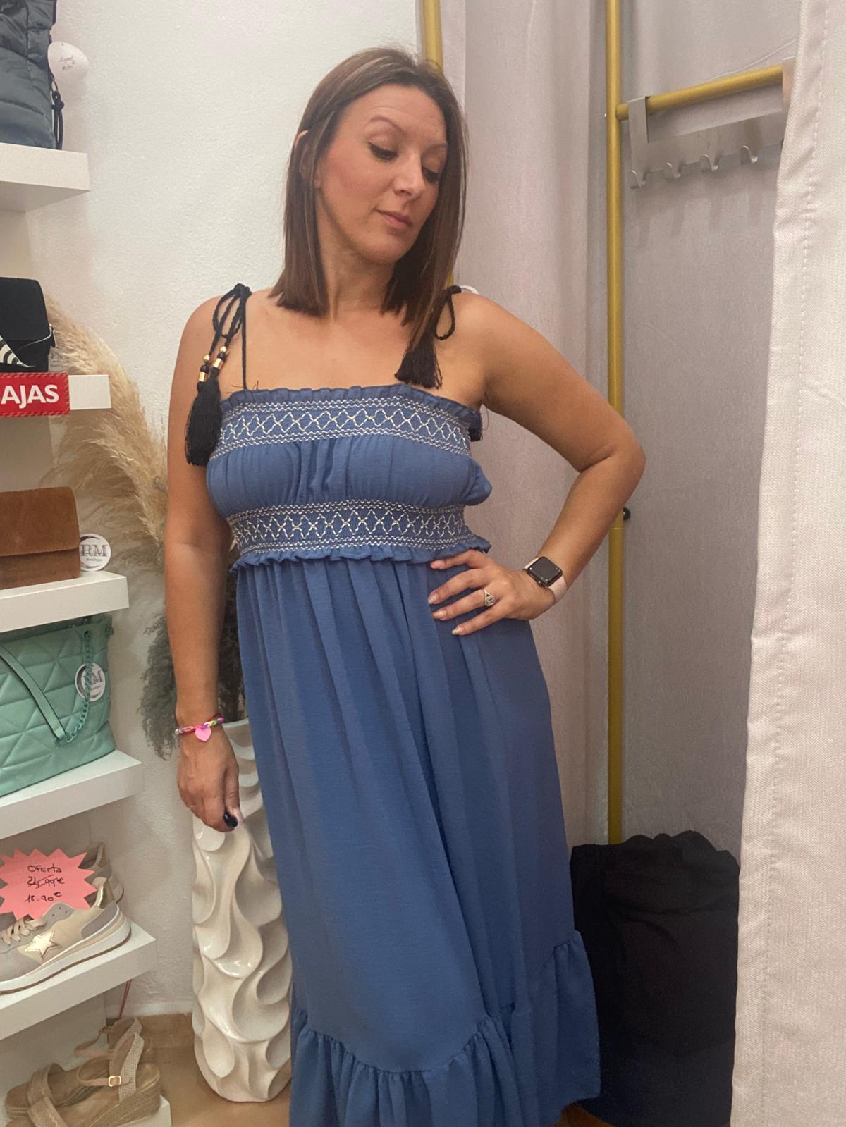 VESTIDO FRUNCIDO AZUL