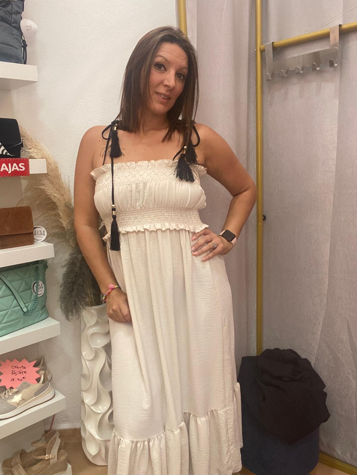 VESTIDO FRUNCIDO BEIGE