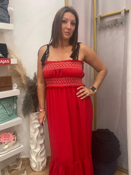 VESTIDO FRUNCIDO ROJO