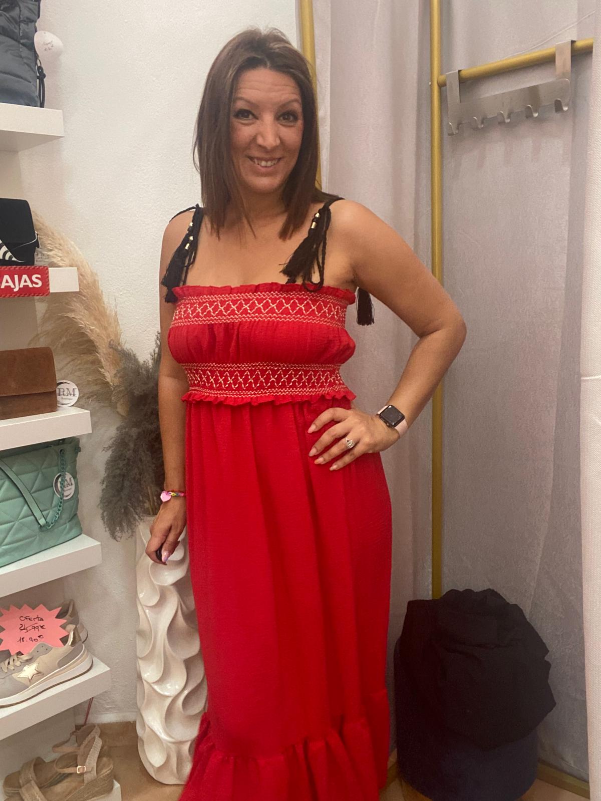 VESTIDO FRUNCIDO ROJO