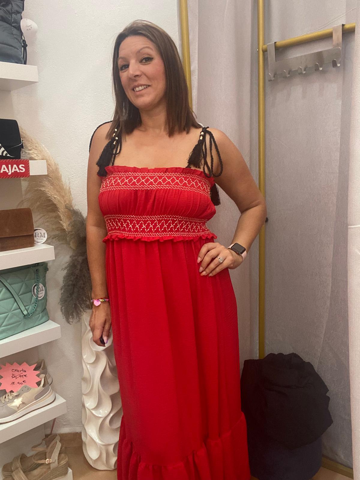 VESTIDO FRUNCIDO ROJO