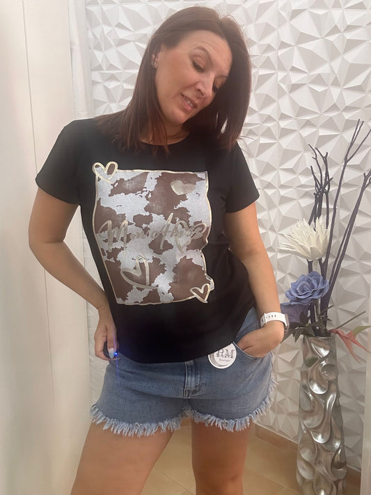 CAMISETA "MON AMOUR" NEGRA
