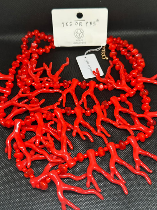 Collar corales rojo