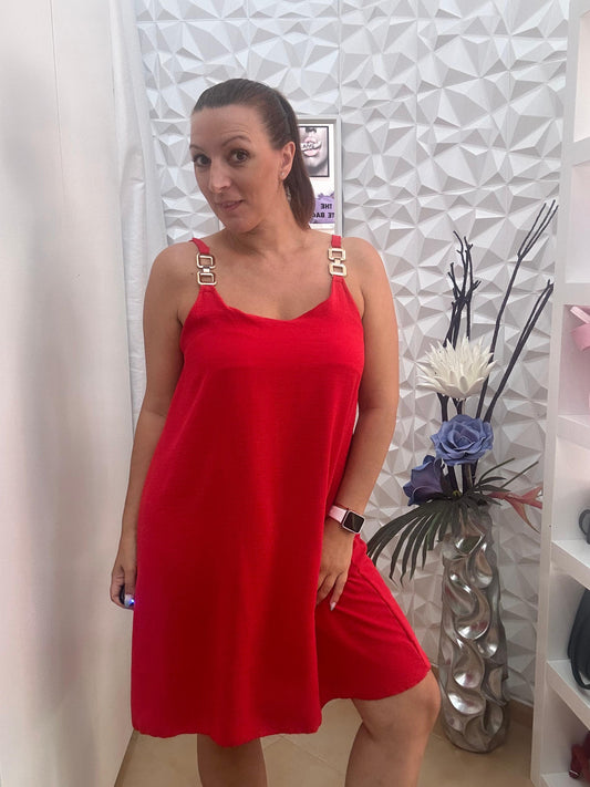 VESTIDO HEBILLA ROJO