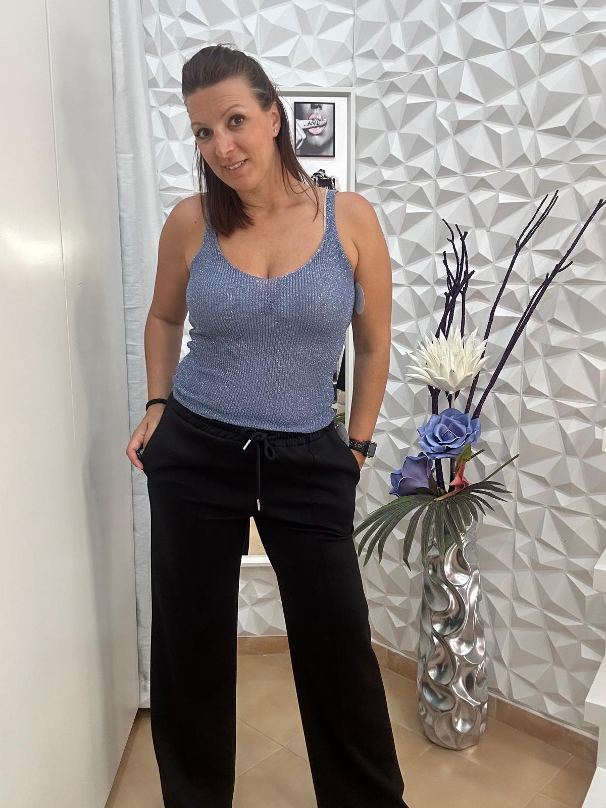 Top brillo azul