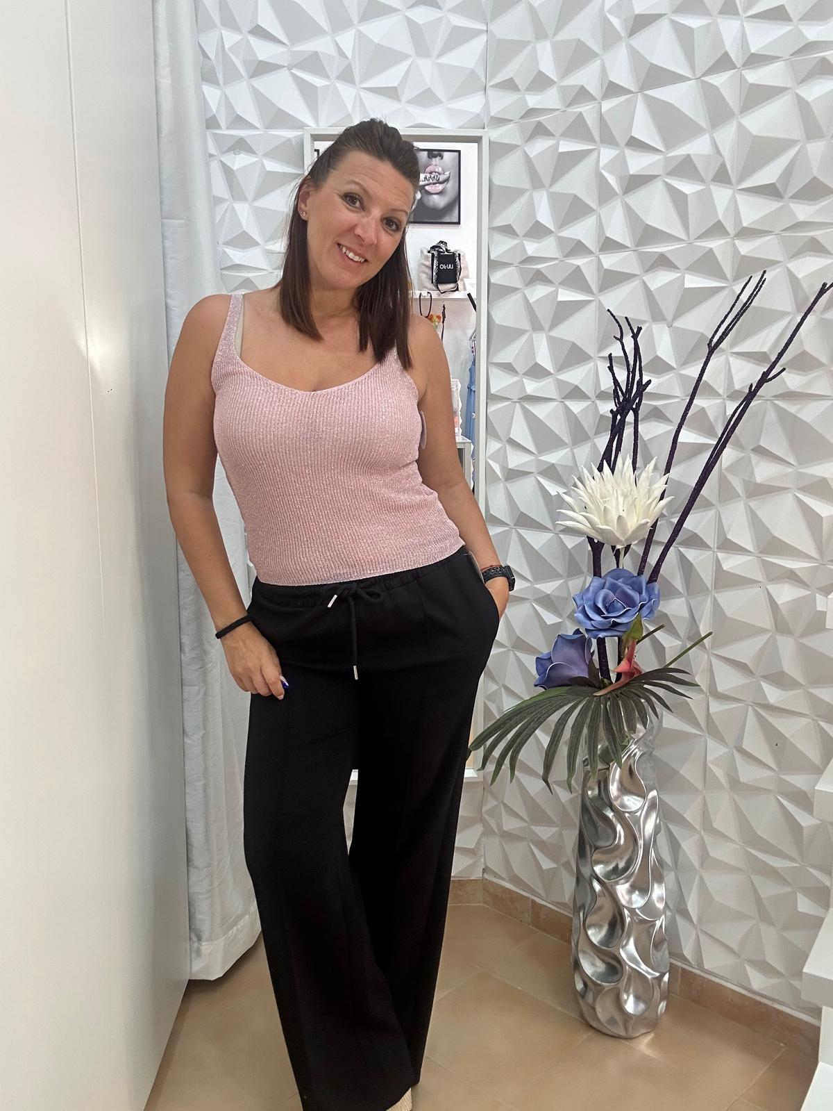 Top brillo rosa