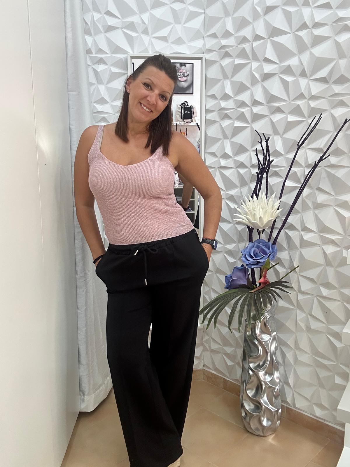 Top brillo rosa