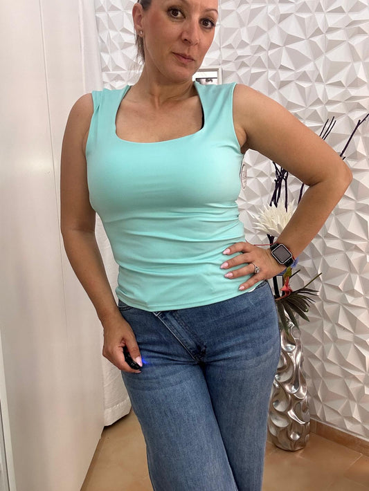 Top Zara verde agua