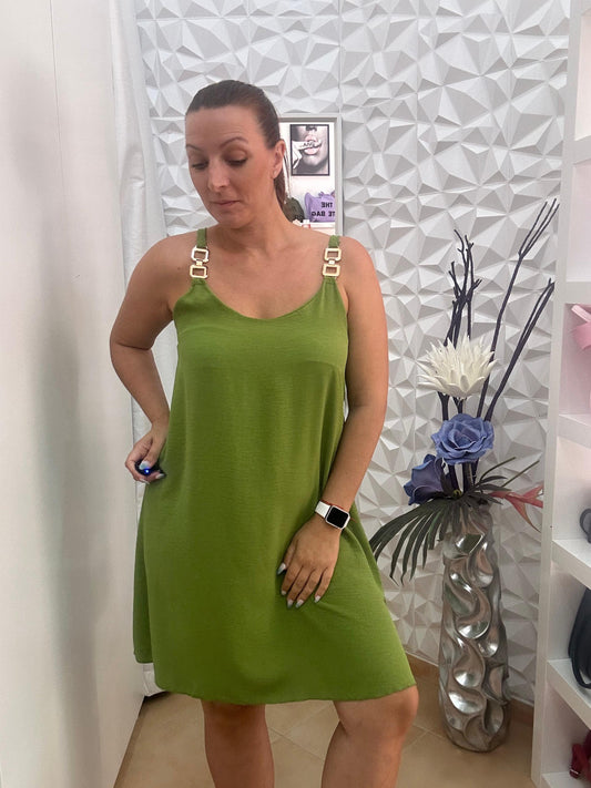 VESTIDO HEBILLA VERDE