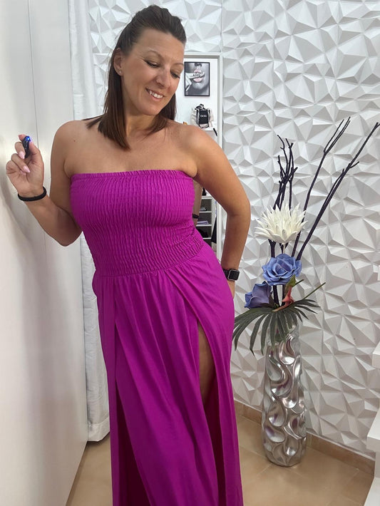 Vestido palabra de honor buganvilla