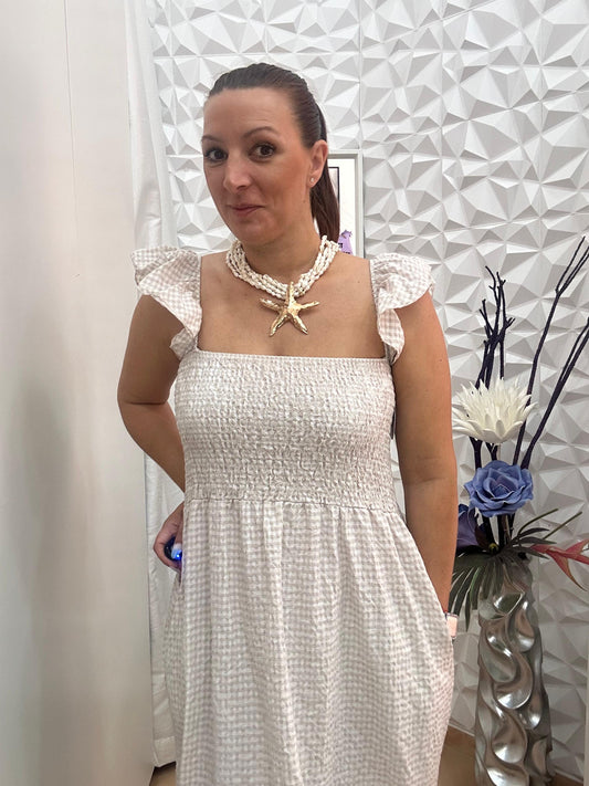 VESTIDO VICHY BEIGE