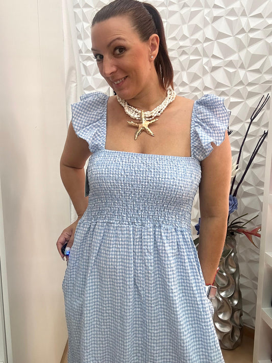 VESTIDO VICHY CELESTE
