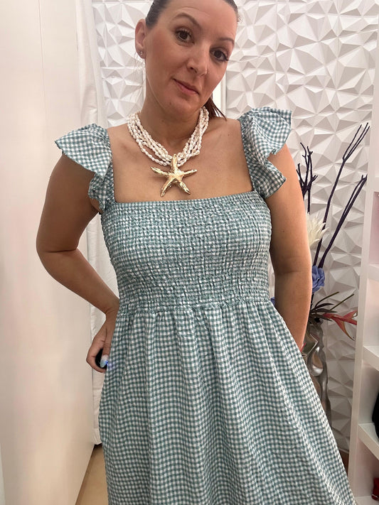VESTIDO VICHY VERDE AGUA